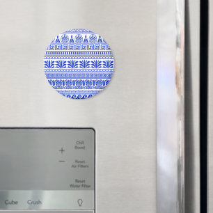 Griekse fret, mediterraan patroon, blauw magneet