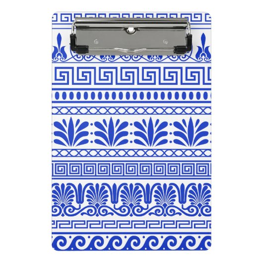 Griekse fret, mediterraan patroon, blauw mini klembord (Voorkant)