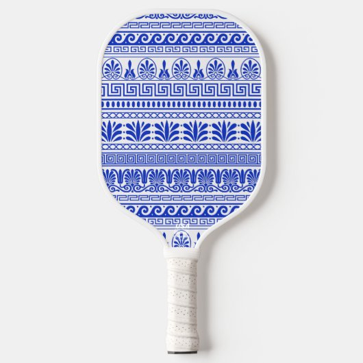 Griekse fret, mediterraan patroon, blauw pickleball paddle (Voorkant)