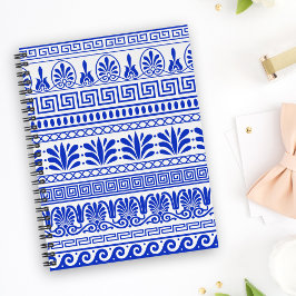Griekse fret, mediterraan patroon, blauw planner