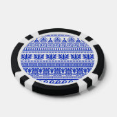 Griekse fret, mediterraan patroon, blauw poker chips (Enkel)