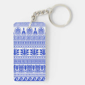 Griekse fret, mediterraan patroon, blauw sleutelhanger (achterkant)