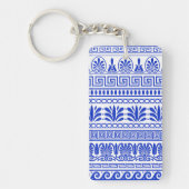 Griekse fret, mediterraan patroon, blauw sleutelhanger (Voorkant)