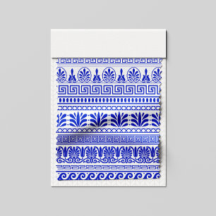 Griekse fret, mediterraan patroon, blauw stof