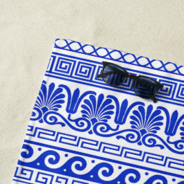 Griekse fret, mediterraan patroon, blauw strandlaken