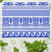 Griekse fret, mediterraan patroon, blauw theedoek (Gevouwen)