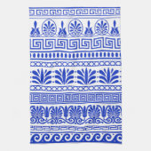 Griekse fret, mediterraan patroon, blauw theedoek (Verticaal)