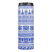Griekse fret, mediterraan patroon, blauw thermosbeker (Achterkant)