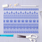 Griekse fret, mediterraan patroon, blauw tissuepapier (Craft)