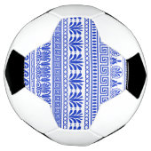 Griekse fret, mediterraan patroon, blauw voetbal (Gedraaid)