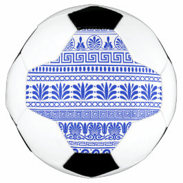 Griekse fret, mediterraan patroon, blauw voetbal