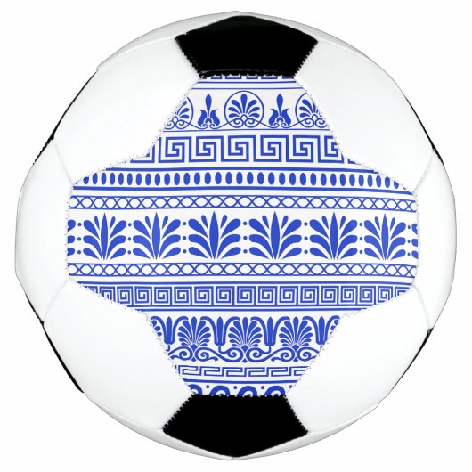 Griekse fret, mediterraan patroon, blauw voetbal (Voorkant)