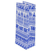 Griekse fret, mediterraan patroon, blauw wijn cadeautas (Achterkant Gekanteld)