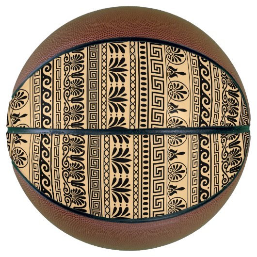 Griekse fret, mediterraan patroon, bruin basketbal (Voorkant)