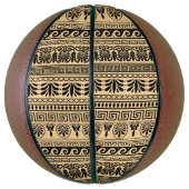 Griekse fret, mediterraan patroon, bruin basketbal (Verticaal)