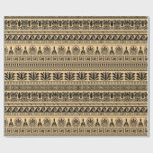 Griekse fret, mediterraan patroon, bruin cadeaupapier (Vlak)