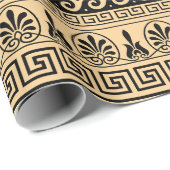 Griekse fret, mediterraan patroon, bruin cadeaupapier (Rol Hoek)