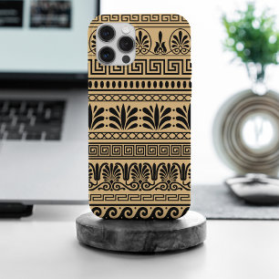 Griekse fret, mediterraan patroon, bruin iPhone 15 pro max hoesje