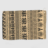 Griekse fret, mediterraan patroon, bruin golfhanddoek (Horizontaal)