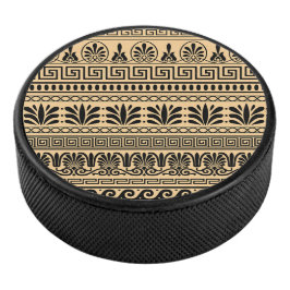 Griekse fret, mediterraan patroon, bruin hockey puck