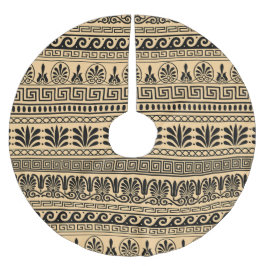 Griekse fret, mediterraan patroon, bruin kerstboom rok