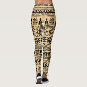 Griekse fret, mediterraan patroon, bruin leggings (Achterkant)