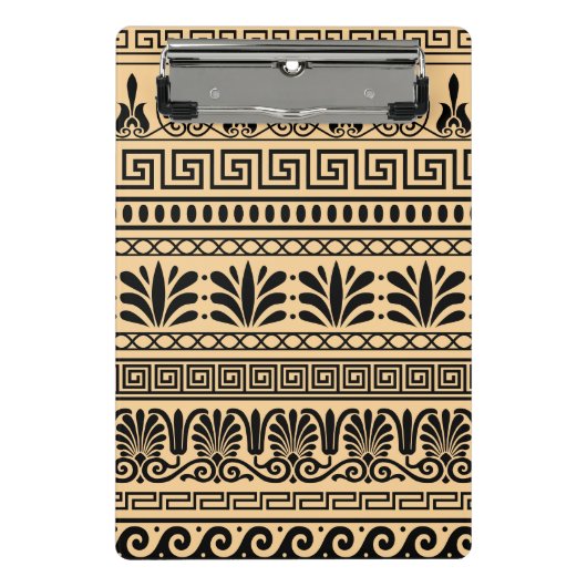Griekse fret, mediterraan patroon, bruin mini klembord (Voorkant)
