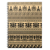 Griekse fret, mediterraan patroon, bruin notitieboek (Voorkant)