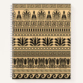 Griekse fret, mediterraan patroon, bruin notitieboek (Voorkant)