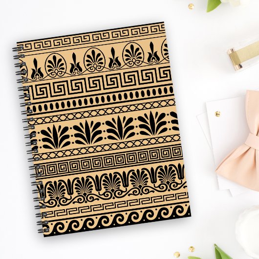 Griekse fret, mediterraan patroon, bruin planner