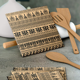 Griekse fret, mediterraan patroon, bruin tegeltje