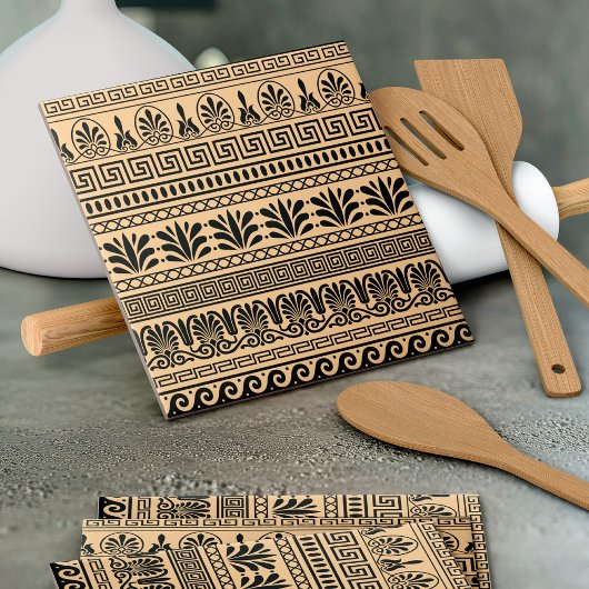 Griekse fret, mediterraan patroon, bruin tegeltje