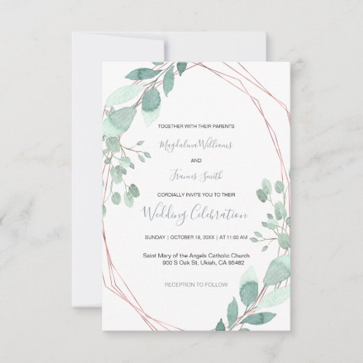 griekse geometrische lijst trouwuitnodiging kaart (Voorkant)