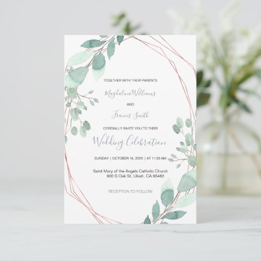 griekse geometrische lijst trouwuitnodiging kaart (Staand voorkant)