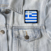 Griekse gepolijste vlag vierkante button 5,1 cm (In situ)