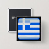 Griekse gepolijste vlag vierkante button 5,1 cm (Voorkant /achterkant)