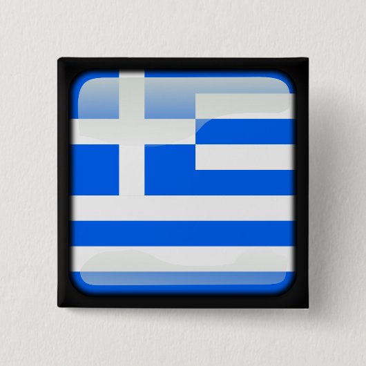 Griekse gepolijste vlag vierkante button 5,1 cm (Voorkant)