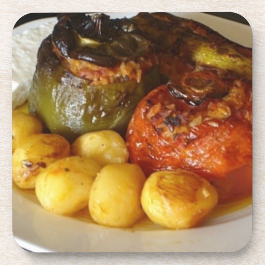 Griekse gevulde groenten (Gemista) Drankjes Onderzetter (Voorkant)