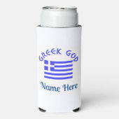 Griekse God en vlag van Griekenland gepersonalisee Seltzer Blikjeskoeler (Seltzer Achterkant)