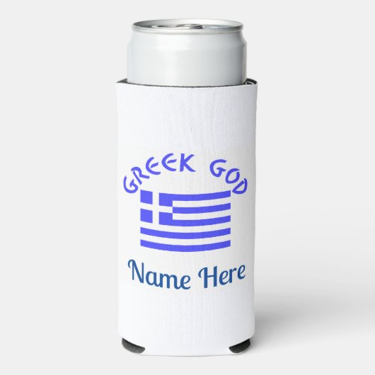 Griekse God en vlag van Griekenland gepersonalisee Seltzer Blikjeskoeler (Seltzer Achterkant)
