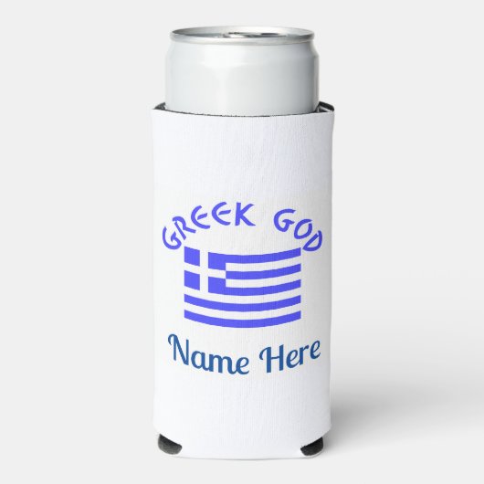Griekse God en vlag van Griekenland gepersonalisee Seltzer Blikjeskoeler (Seltzer Voorkant)