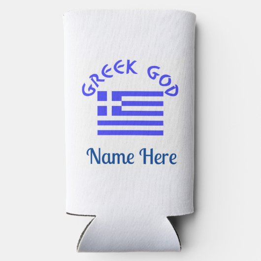 Griekse God en vlag van Griekenland gepersonalisee Seltzer Blikjeskoeler (Achterkant)