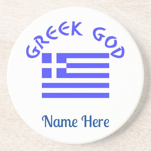Griekse God en vlag van Griekenland gepersonalisee Zandsteen Onderzetter (Voorkant)