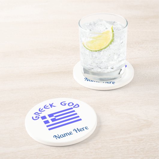 Griekse God en vlag van Griekenland gepersonalisee Zandsteen Onderzetter (Zijkant)