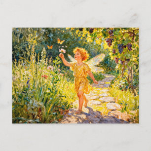 Griekse God Eros in Tuin Briefkaart