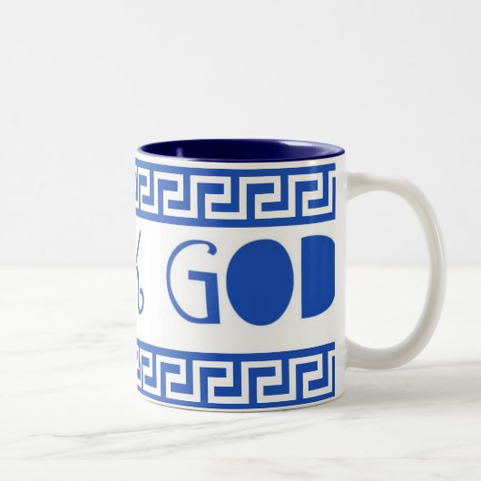 GRIEKSE GOD GREEK KEY TWEEKLEURIGE KOFFIEMOK (Rechts)