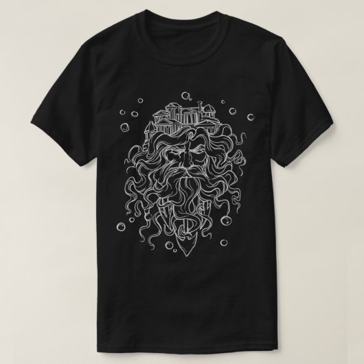Griekse god Poseidon koning van het Zee Griekse my T-shirt (Design voorkant)