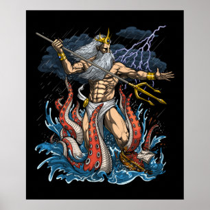 Griekse God Poseidon Poster