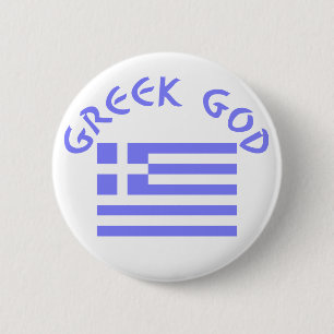 Griekse God & Vlag Ronde Button 5,7 Cm
