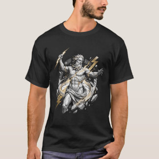 Griekse God Zeus Beeld Breekt met Bliksem T-shirt